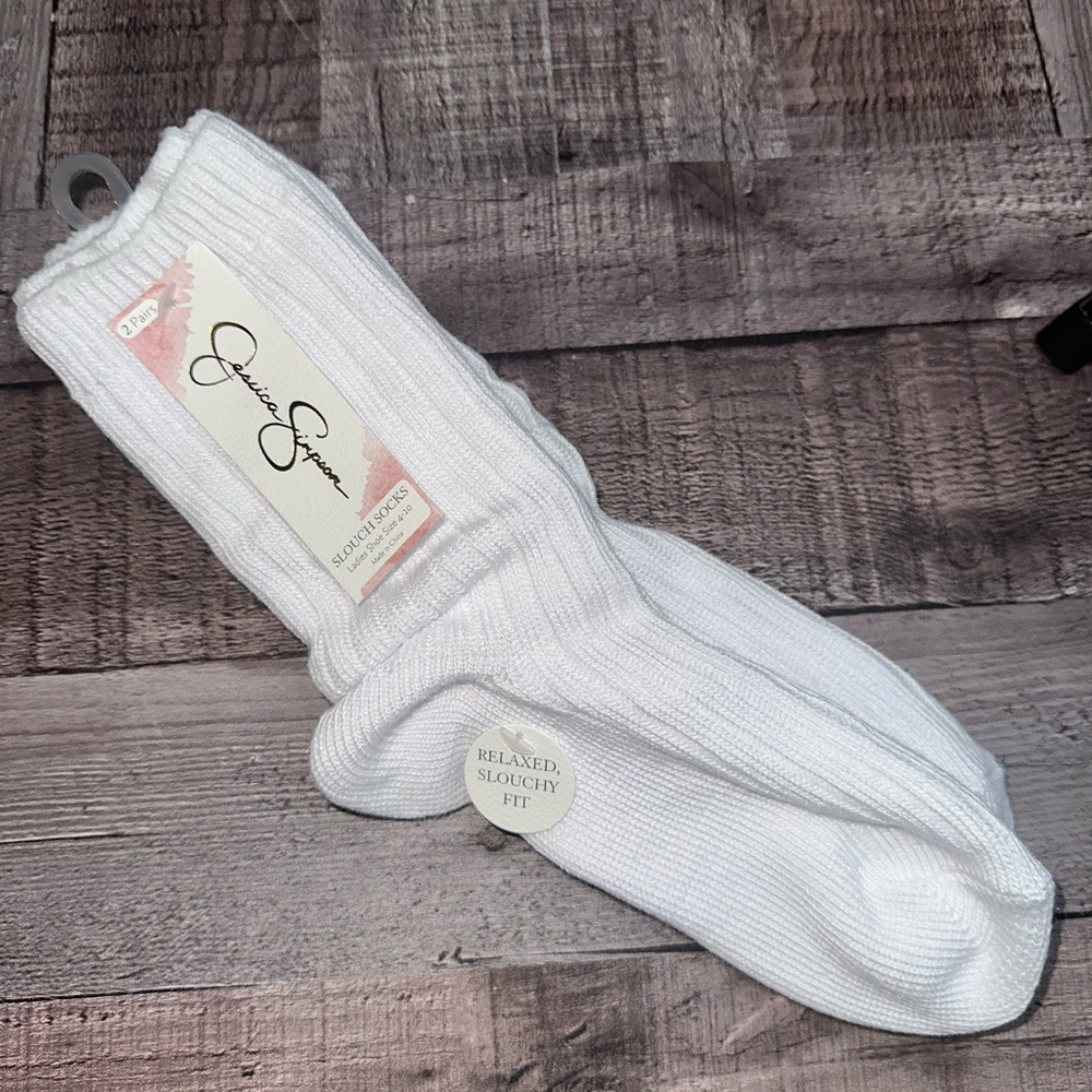 Jessica Simpson White Casual Crew Socks